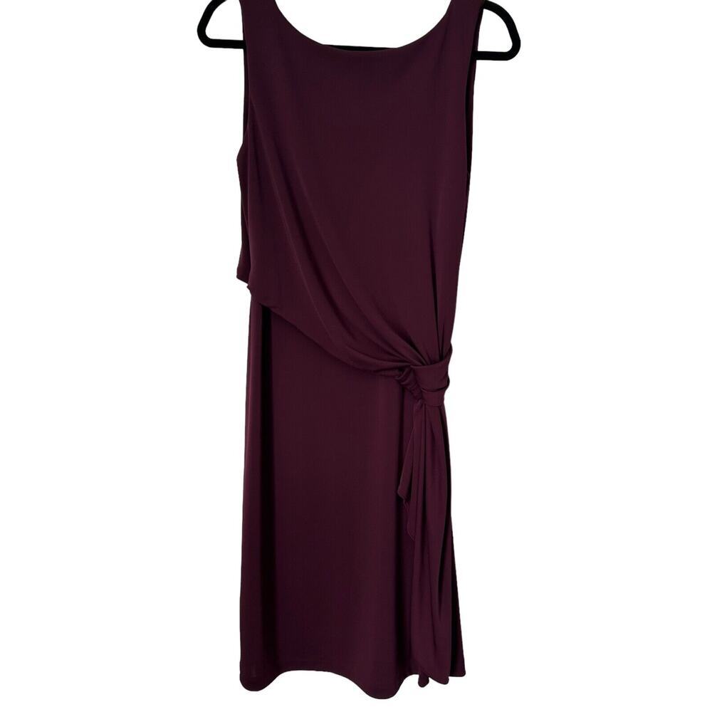 Talbots Dress Womens Size PM Burgundy Wine Red V-Neck‎ Back Sleeveless Wrap Midi